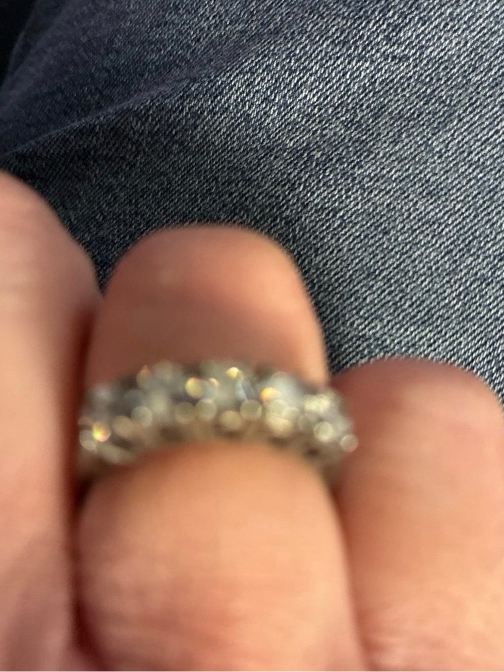 Diamonique Ring size 8 NWT Classic Sparkling Silver Crystal Band Ring - Women's